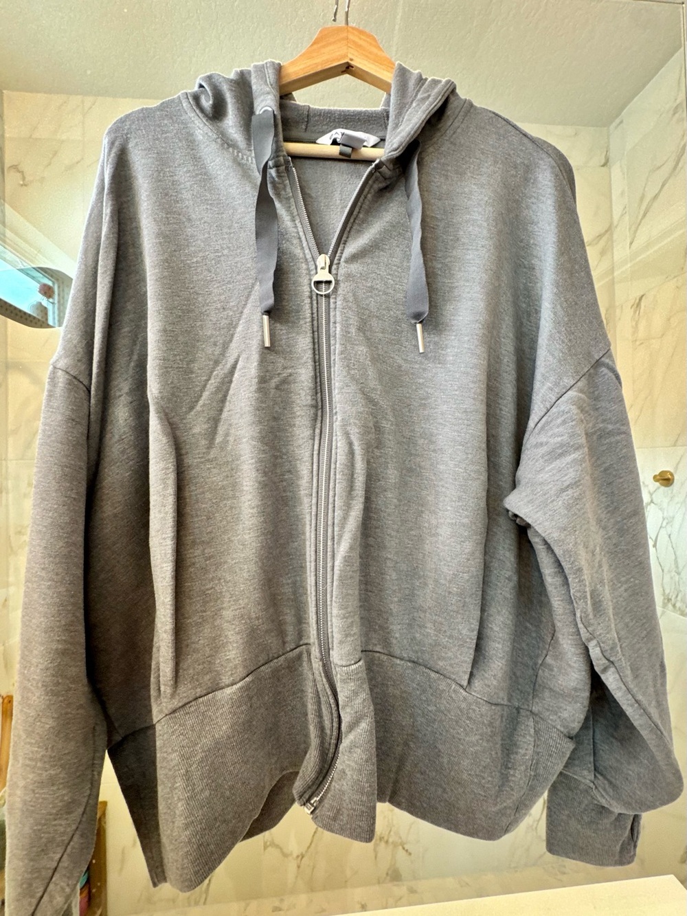 Athleta Gray Full-Zip Hooded Sweatshirt XL